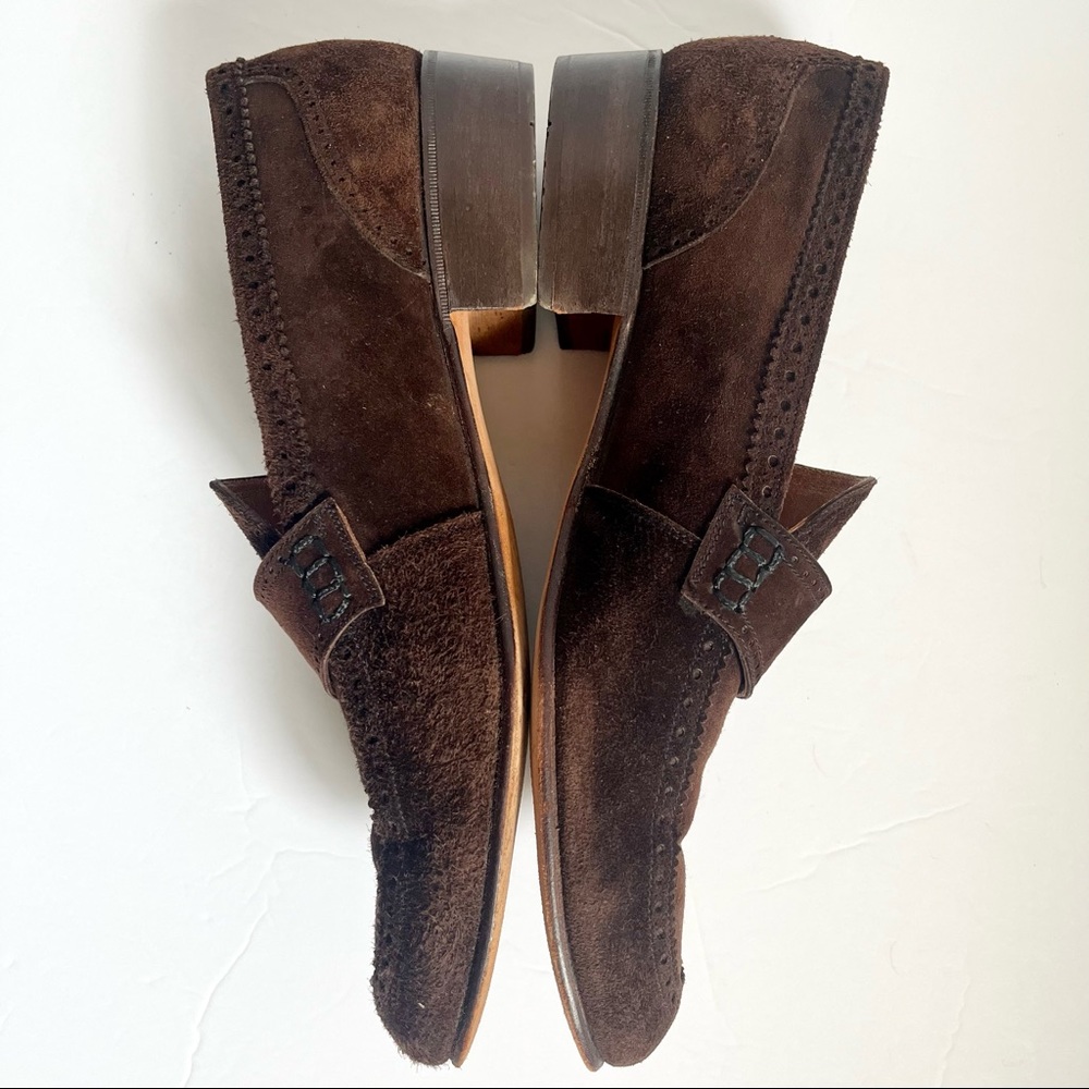 Vintage Yves Saint Laurent Brown Suede Leather Men’s Loafers YSL 9 - Picture 6 of 12